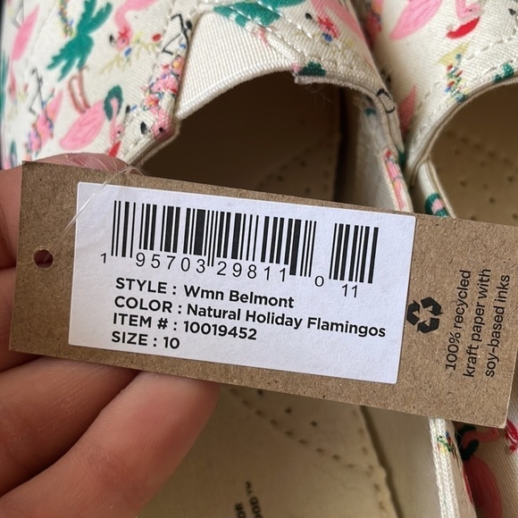 Brand New Toms Natural Holiday Flamingos Tropical Christmas Slip On Shoes Casual - Picture 13 of 15